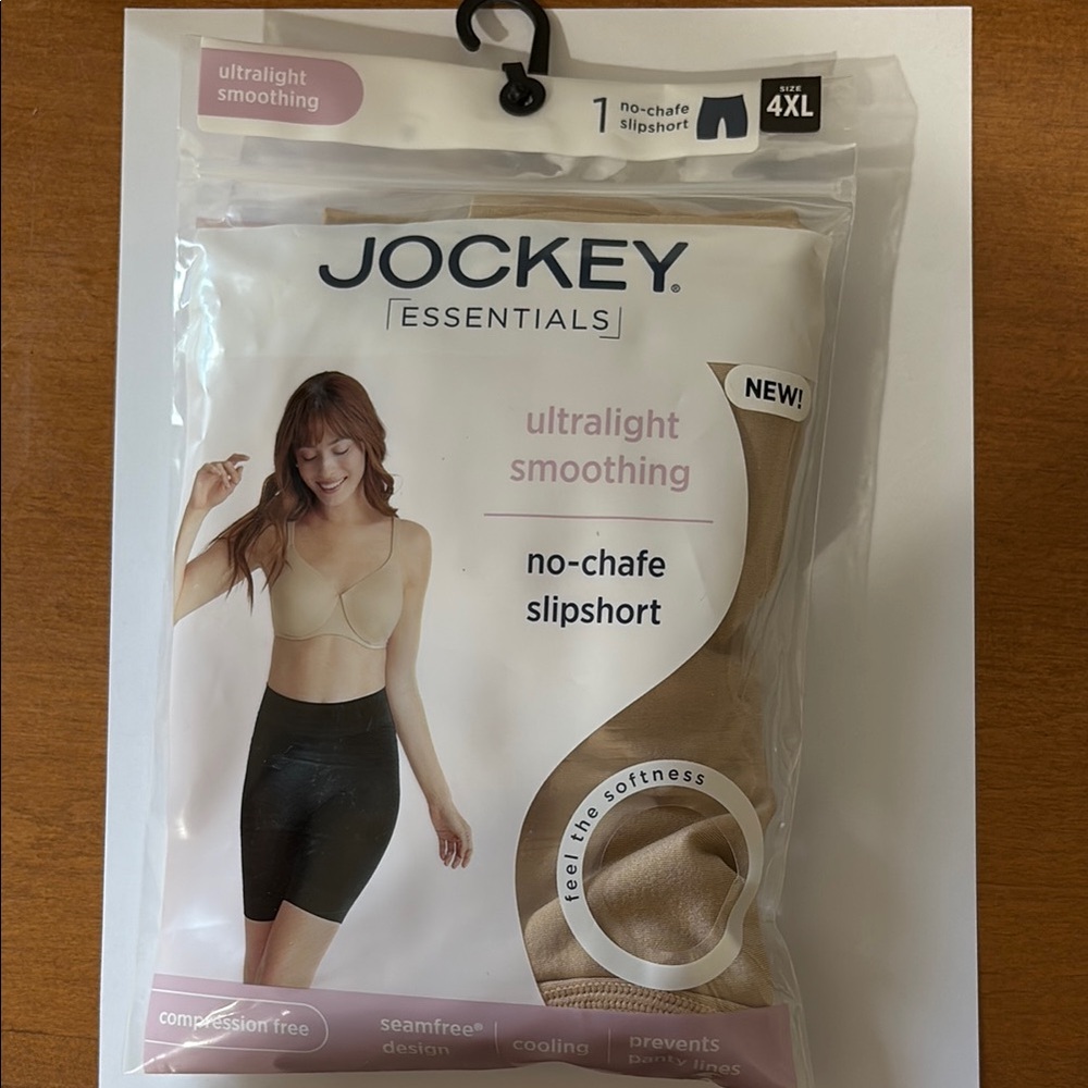 Jockey Essentials Womens No Chafe Slipshort Ultralight Smoothing Tan 4XL New